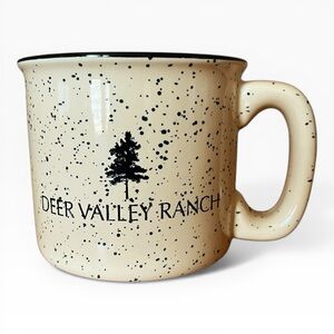 Deer Valley Ranch Park City Utah Mug 12 oz Ceramic Coffee Etched Tree Campfire